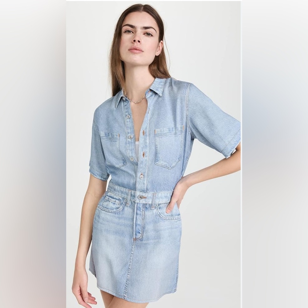 rag & bone Light Blue Denim Mini Dress